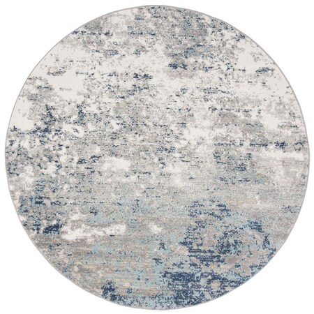 Safavieh 3 x 3 ft. Brentwood Power Loomed Round Area Rug; Light Grey & Blue BNT822F-3R